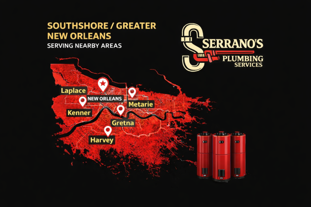 Plumbing service area map for South Shore region – Serrano’s Plumbing Services