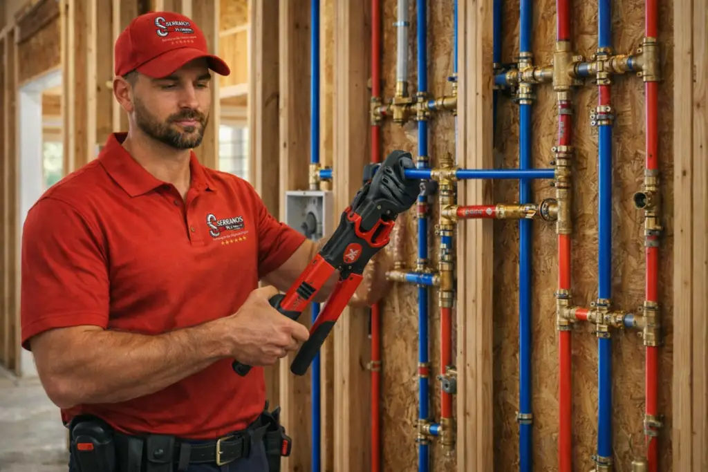 Whole-home repipe with new water lines installed by Serrano’s Plumbing Services in Southeast Louisiana