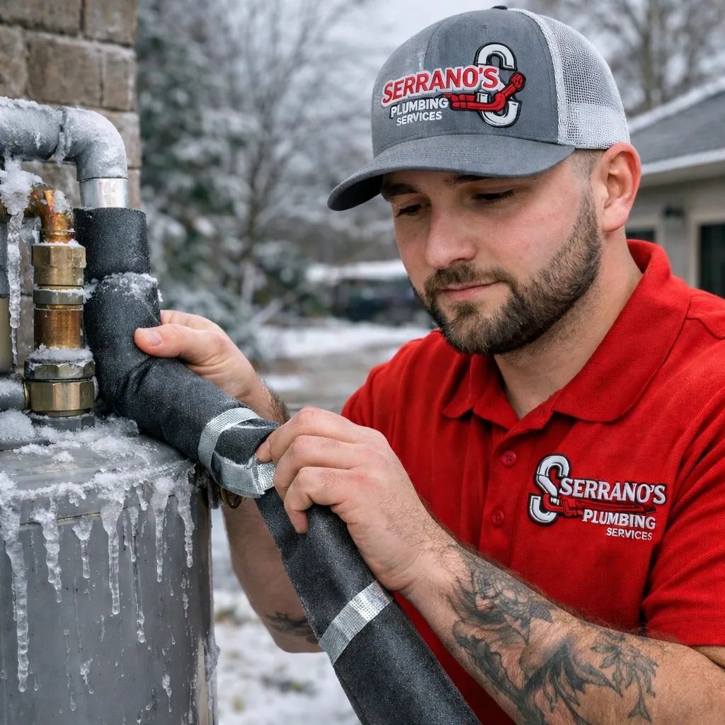 Freeze Warning Tip for Hammond, Covington, Mandeville & New Orleans:  If temperatures drop below freezing for several hours, exposed pipes can freeze fast and burst when they start to thaw. A few quick steps can help protect your home tonight: • Cover exterior hose bibs/spigots and disconnect hoses • Wrap/insulate exposed pipes in garages, crawlspaces, and exterior walls • Open sink cabinet doors on outside walls to let warm air circulate • Let one faucet drip lightly if temps stay below 32°F for hours • Know where your main water shutoff is (and make sure it turns)  If you have low water pressure, frozen lines, or a leak, Serrano’s Plumbing Services is ready to help.