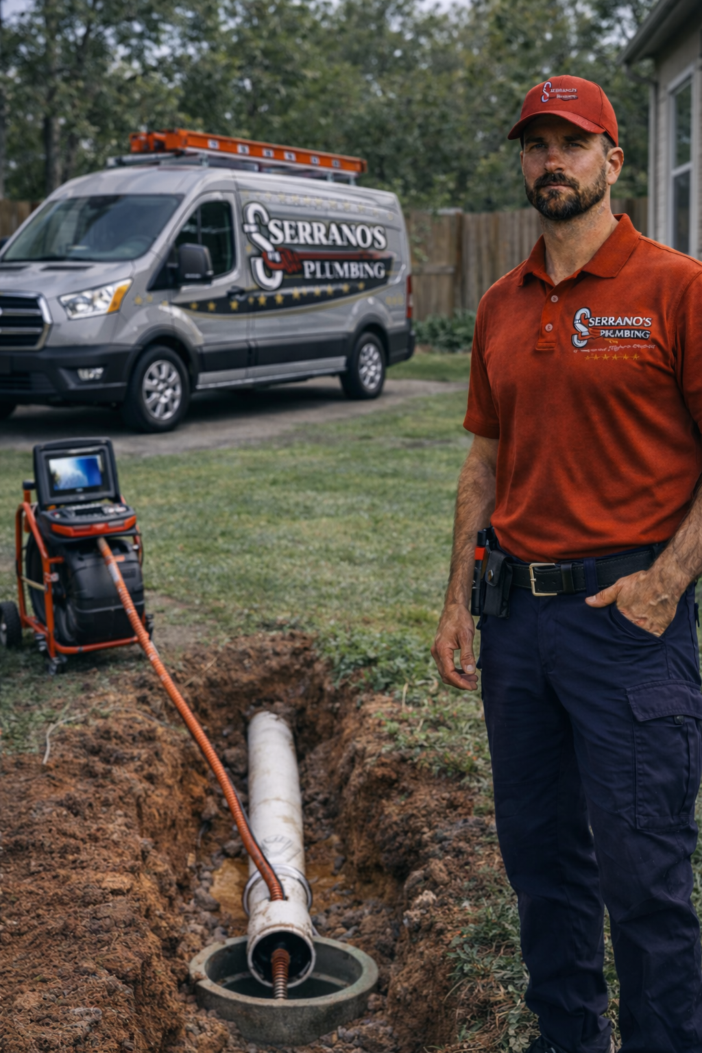 sewer line repair plumber Southeast Louisiana residential home service van
