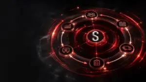 Serrano's red-and-black business operating loop centered on the pipe-S emblem